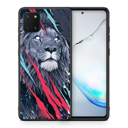 Θήκη Samsung Note 10 Lite Lion Designer PopArt από τη Smartfits με σχέδιο στο πίσω μέρος και μαύρο περίβλημα | Samsung Note 10 Lite Lion Designer PopArt case with colorful back and black bezels