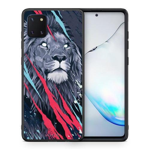 Θήκη Samsung Note 10 Lite Lion Designer PopArt από τη Smartfits με σχέδιο στο πίσω μέρος και μαύρο περίβλημα | Samsung Note 10 Lite Lion Designer PopArt case with colorful back and black bezels