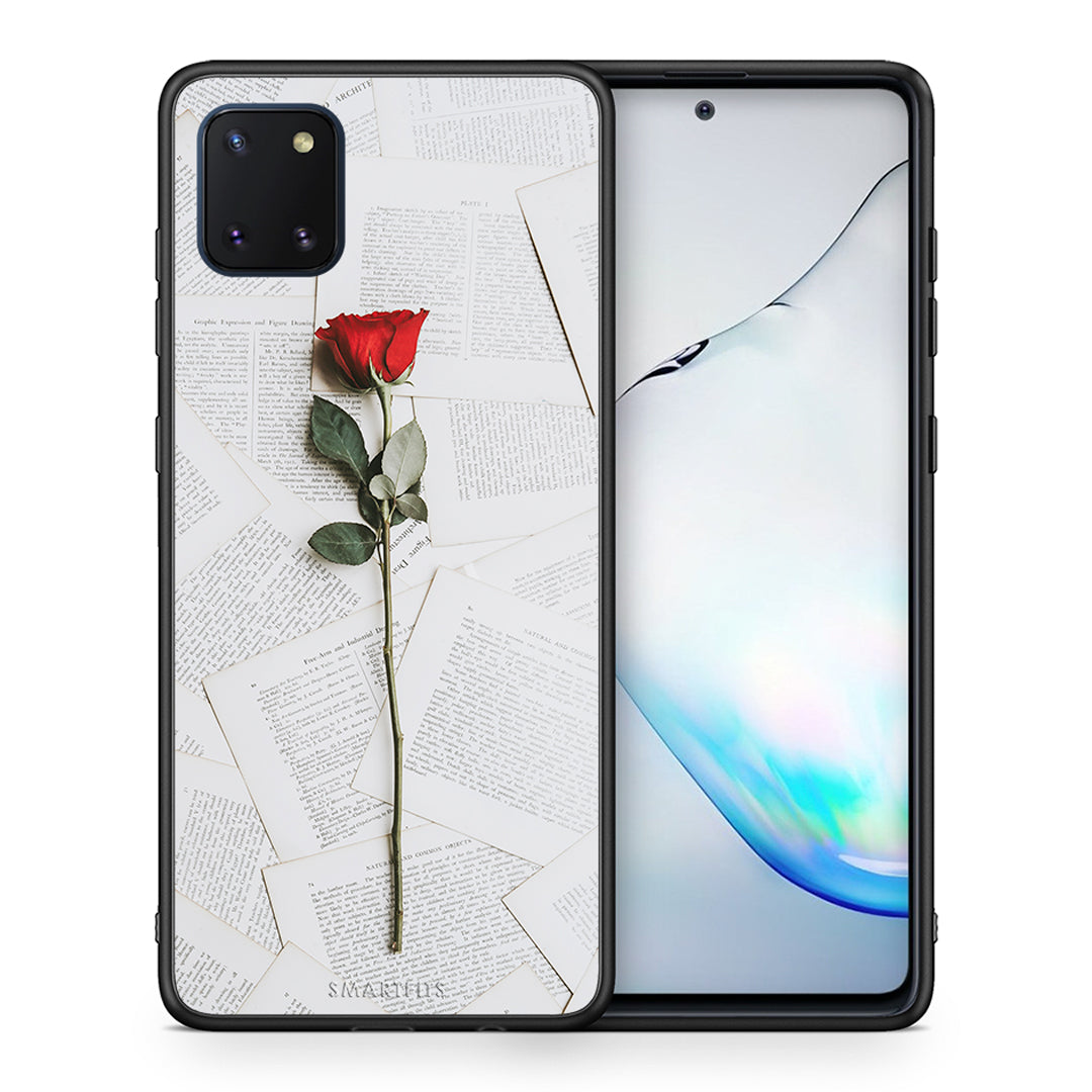Θήκη Samsung Note 10 Lite Red Rose από τη Smartfits με σχέδιο στο πίσω μέρος και μαύρο περίβλημα | Samsung Note 10 Lite Red Rose case with colorful back and black bezels
