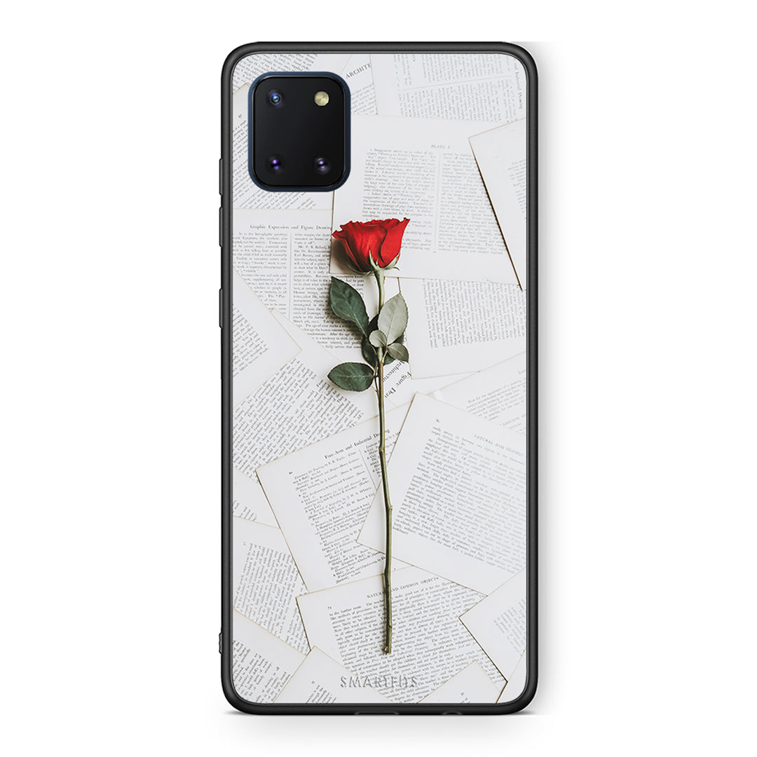 Samsung Note 10 Lite Red Rose θήκη από τη Smartfits με σχέδιο στο πίσω μέρος και μαύρο περίβλημα | Smartphone case with colorful back and black bezels by Smartfits