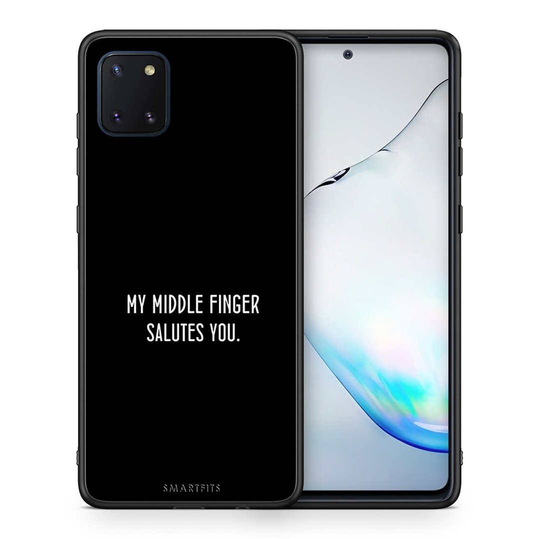 Θήκη Samsung Note 10 Lite Salute από τη Smartfits με σχέδιο στο πίσω μέρος και μαύρο περίβλημα | Samsung Note 10 Lite Salute case with colorful back and black bezels