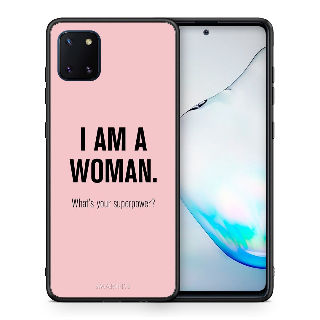 Θήκη Samsung Note 10 Lite Superpower Woman από τη Smartfits με σχέδιο στο πίσω μέρος και μαύρο περίβλημα | Samsung Note 10 Lite Superpower Woman case with colorful back and black bezels