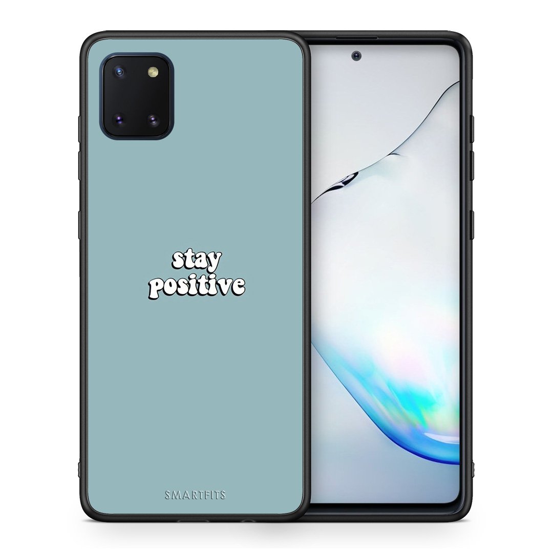 Θήκη Samsung Note 10 Lite Positive Text από τη Smartfits με σχέδιο στο πίσω μέρος και μαύρο περίβλημα | Samsung Note 10 Lite Positive Text case with colorful back and black bezels
