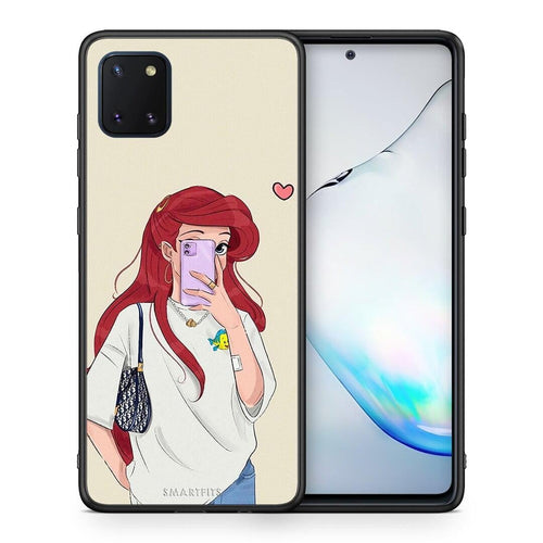 Θήκη Samsung Note 10 Lite Walking Mermaid από τη Smartfits με σχέδιο στο πίσω μέρος και μαύρο περίβλημα | Samsung Note 10 Lite Walking Mermaid case with colorful back and black bezels