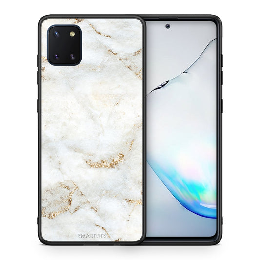 Θήκη Samsung Note 10 Lite White Gold Marble από τη Smartfits με σχέδιο στο πίσω μέρος και μαύρο περίβλημα | Samsung Note 10 Lite White Gold Marble case with colorful back and black bezels