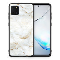 Thumbnail for Θήκη Samsung Note 10 Lite White Gold Marble από τη Smartfits με σχέδιο στο πίσω μέρος και μαύρο περίβλημα | Samsung Note 10 Lite White Gold Marble case with colorful back and black bezels