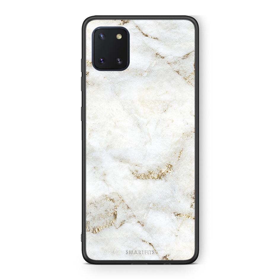Samsung Note 10 Lite White Gold Marble θήκη από τη Smartfits με σχέδιο στο πίσω μέρος και μαύρο περίβλημα | Smartphone case with colorful back and black bezels by Smartfits