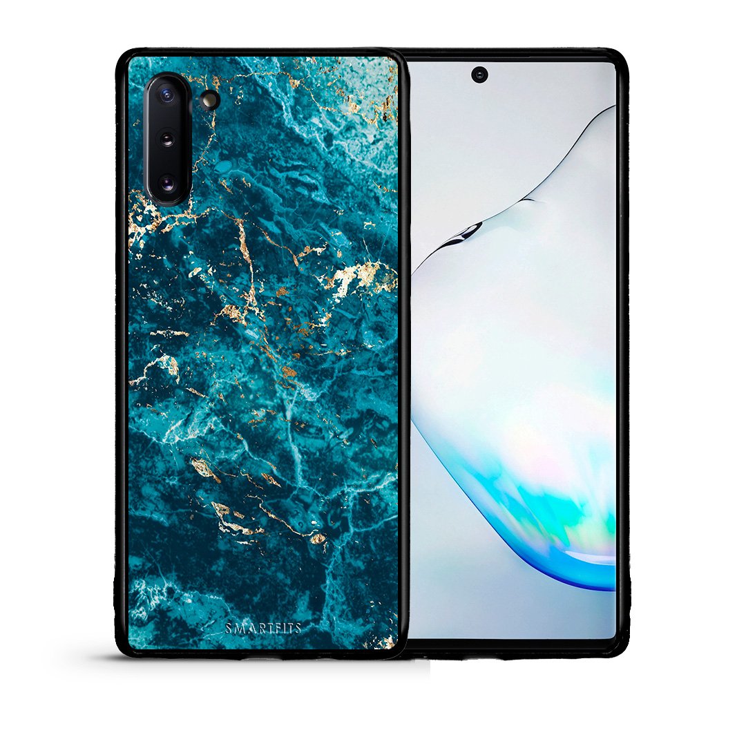 Θήκη Samsung Note 10 Marble Blue από τη Smartfits με σχέδιο στο πίσω μέρος και μαύρο περίβλημα | Samsung Note 10 Marble Blue case with colorful back and black bezels