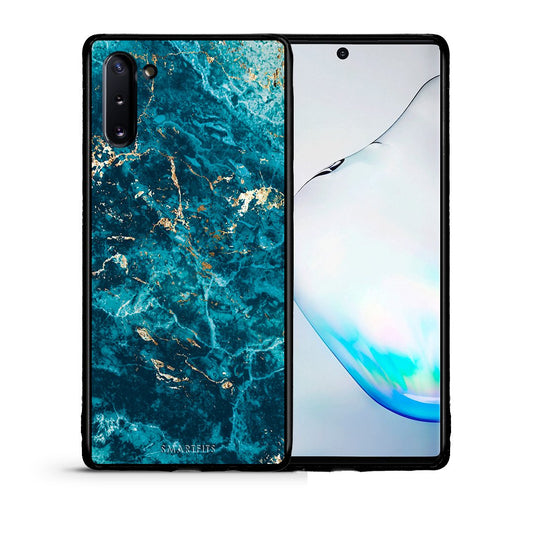 Θήκη Samsung Note 10 Marble Blue από τη Smartfits με σχέδιο στο πίσω μέρος και μαύρο περίβλημα | Samsung Note 10 Marble Blue case with colorful back and black bezels
