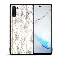 Thumbnail for Θήκη Samsung Note 10 Gold Geometric Marble από τη Smartfits με σχέδιο στο πίσω μέρος και μαύρο περίβλημα | Samsung Note 10 Gold Geometric Marble case with colorful back and black bezels