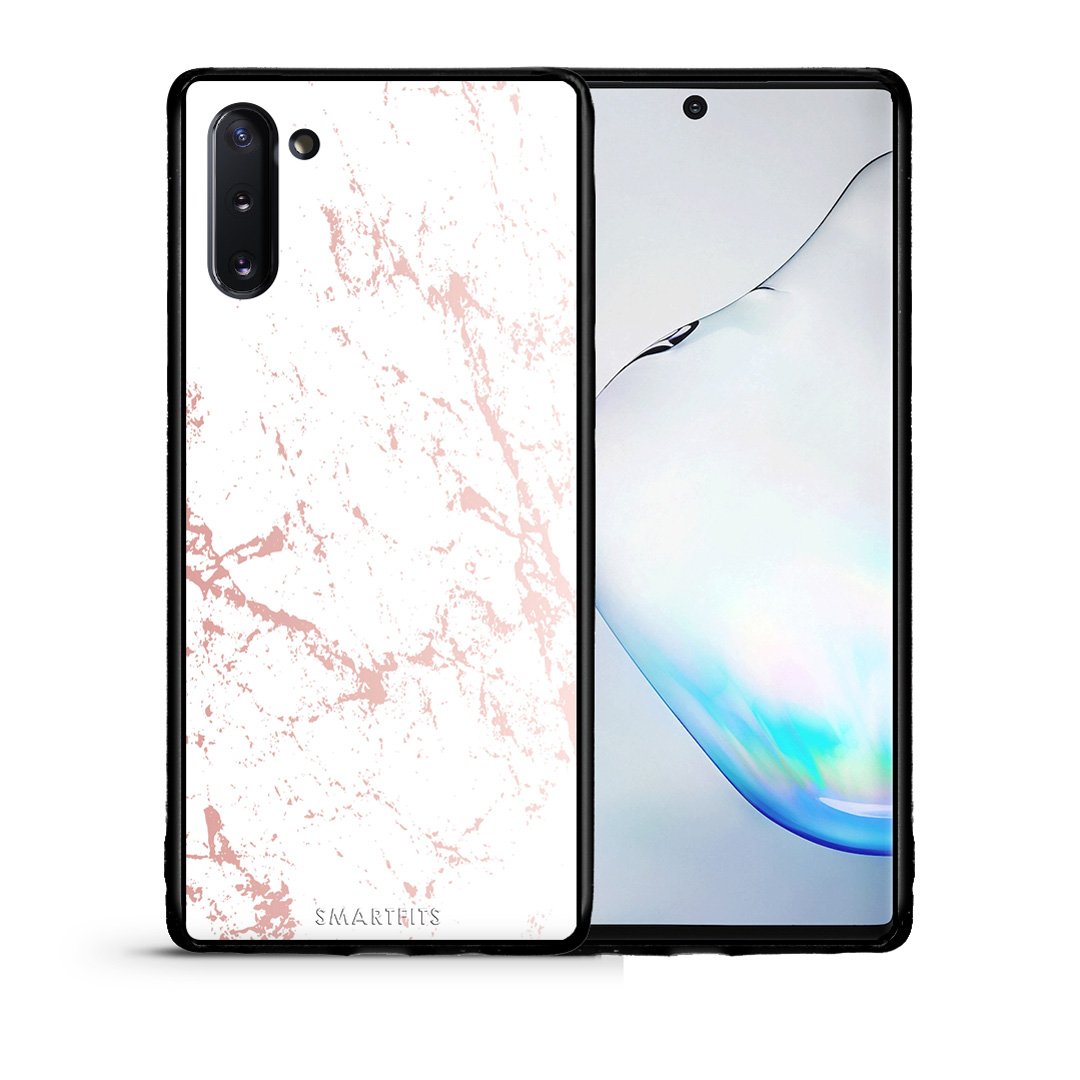 Θήκη Samsung Note 10 Pink Splash Marble από τη Smartfits με σχέδιο στο πίσω μέρος και μαύρο περίβλημα | Samsung Note 10 Pink Splash Marble case with colorful back and black bezels