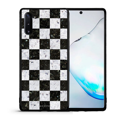 Θήκη Samsung Note 10 Square Geometric Marble από τη Smartfits με σχέδιο στο πίσω μέρος και μαύρο περίβλημα | Samsung Note 10 Square Geometric Marble case with colorful back and black bezels