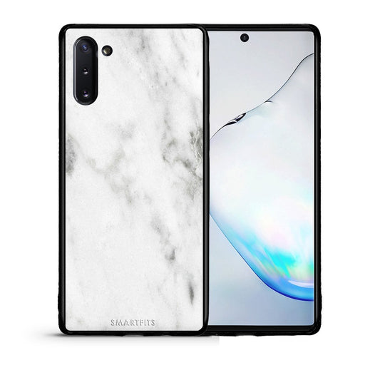 Θήκη Samsung Note 10 White Marble από τη Smartfits με σχέδιο στο πίσω μέρος και μαύρο περίβλημα | Samsung Note 10 White Marble case with colorful back and black bezels