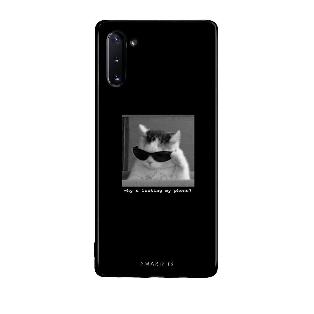Samsung Note 10 Meme Cat θήκη από τη Smartfits με σχέδιο στο πίσω μέρος και μαύρο περίβλημα | Smartphone case with colorful back and black bezels by Smartfits