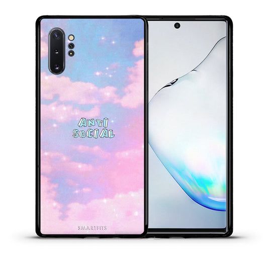 Θήκη Αγίου Βαλεντίνου Samsung Note 10+ Anti Social από τη Smartfits με σχέδιο στο πίσω μέρος και μαύρο περίβλημα | Samsung Note 10+ Anti Social case with colorful back and black bezels