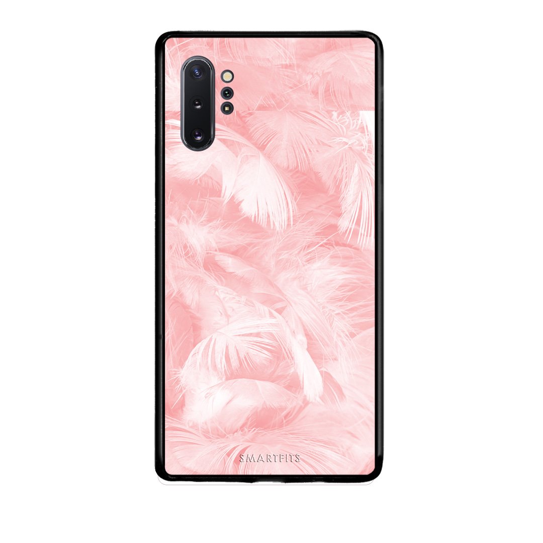 33 - Samsung Note 10+ Pink Feather Boho case, cover, bumper