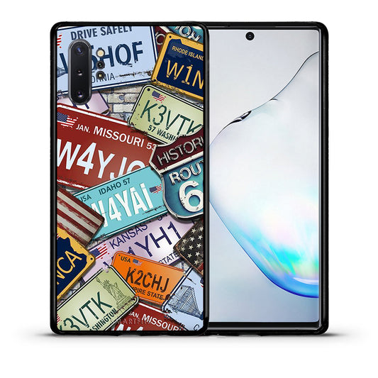 Θήκη Samsung Note 10+ Car Plates από τη Smartfits με σχέδιο στο πίσω μέρος και μαύρο περίβλημα | Samsung Note 10+ Car Plates case with colorful back and black bezels