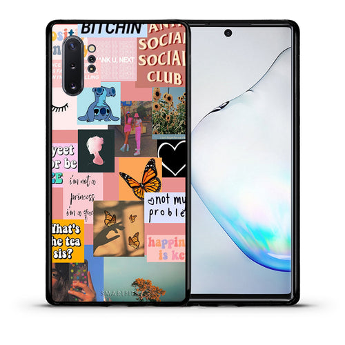 Θήκη Αγίου Βαλεντίνου Samsung Note 10+ Collage Bitchin από τη Smartfits με σχέδιο στο πίσω μέρος και μαύρο περίβλημα | Samsung Note 10+ Collage Bitchin case with colorful back and black bezels