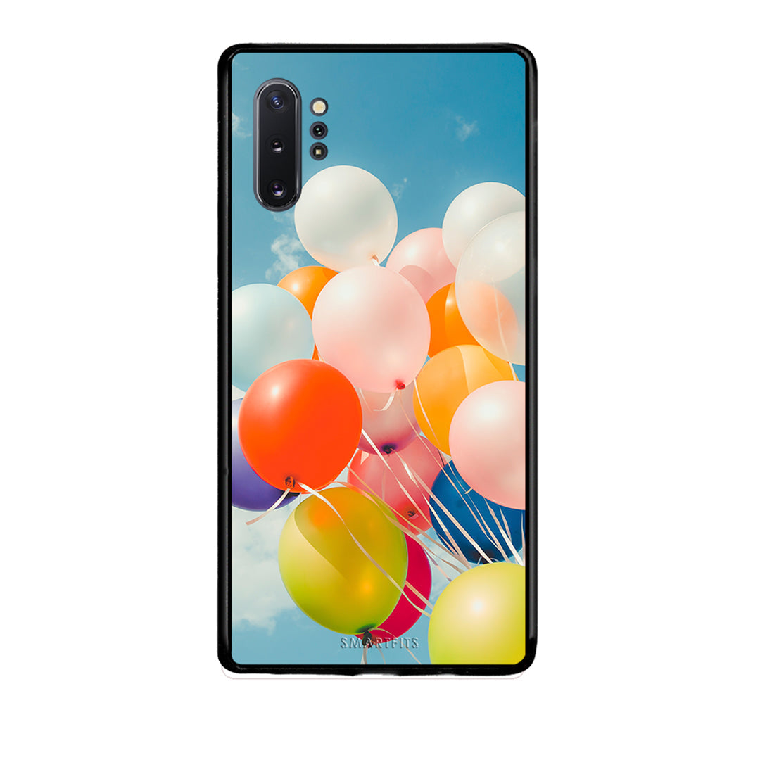 Samsung Note 10+ Colorful Balloons θήκη από τη Smartfits με σχέδιο στο πίσω μέρος και μαύρο περίβλημα | Smartphone case with colorful back and black bezels by Smartfits