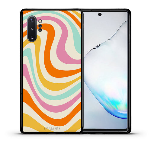 Θήκη Samsung Note 10+ Colourful Waves από τη Smartfits με σχέδιο στο πίσω μέρος και μαύρο περίβλημα | Samsung Note 10+ Colourful Waves case with colorful back and black bezels