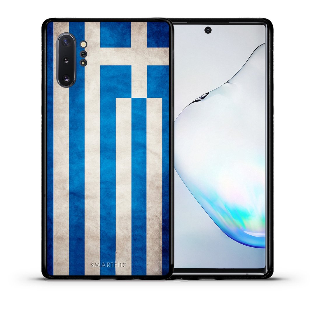 Θήκη Samsung Note 10+ Greek Flag από τη Smartfits με σχέδιο στο πίσω μέρος και μαύρο περίβλημα | Samsung Note 10+ Greek Flag case with colorful back and black bezels