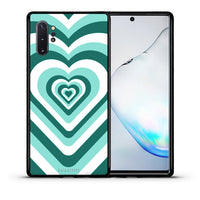 Thumbnail for Θήκη Samsung Note 10+ Green Hearts από τη Smartfits με σχέδιο στο πίσω μέρος και μαύρο περίβλημα | Samsung Note 10+ Green Hearts case with colorful back and black bezels
