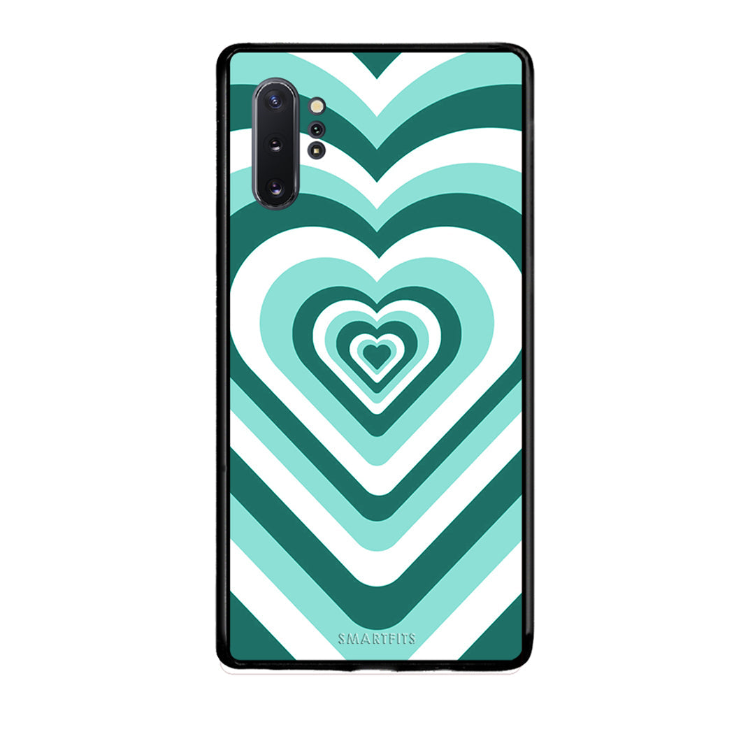 Samsung Note 10+ Green Hearts θήκη από τη Smartfits με σχέδιο στο πίσω μέρος και μαύρο περίβλημα | Smartphone case with colorful back and black bezels by Smartfits