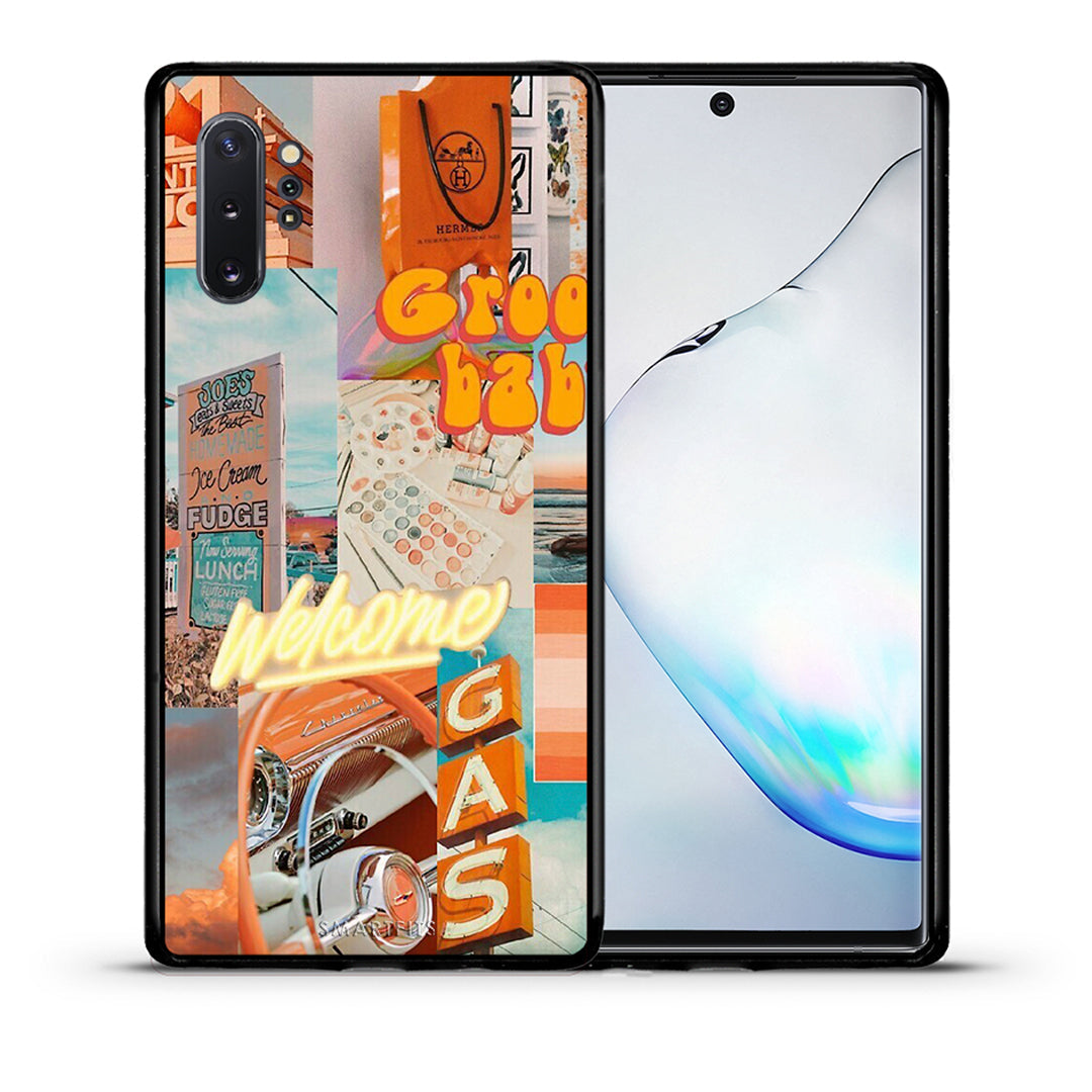 Θήκη Αγίου Βαλεντίνου Samsung Note 10+ Groovy Babe από τη Smartfits με σχέδιο στο πίσω μέρος και μαύρο περίβλημα | Samsung Note 10+ Groovy Babe case with colorful back and black bezels