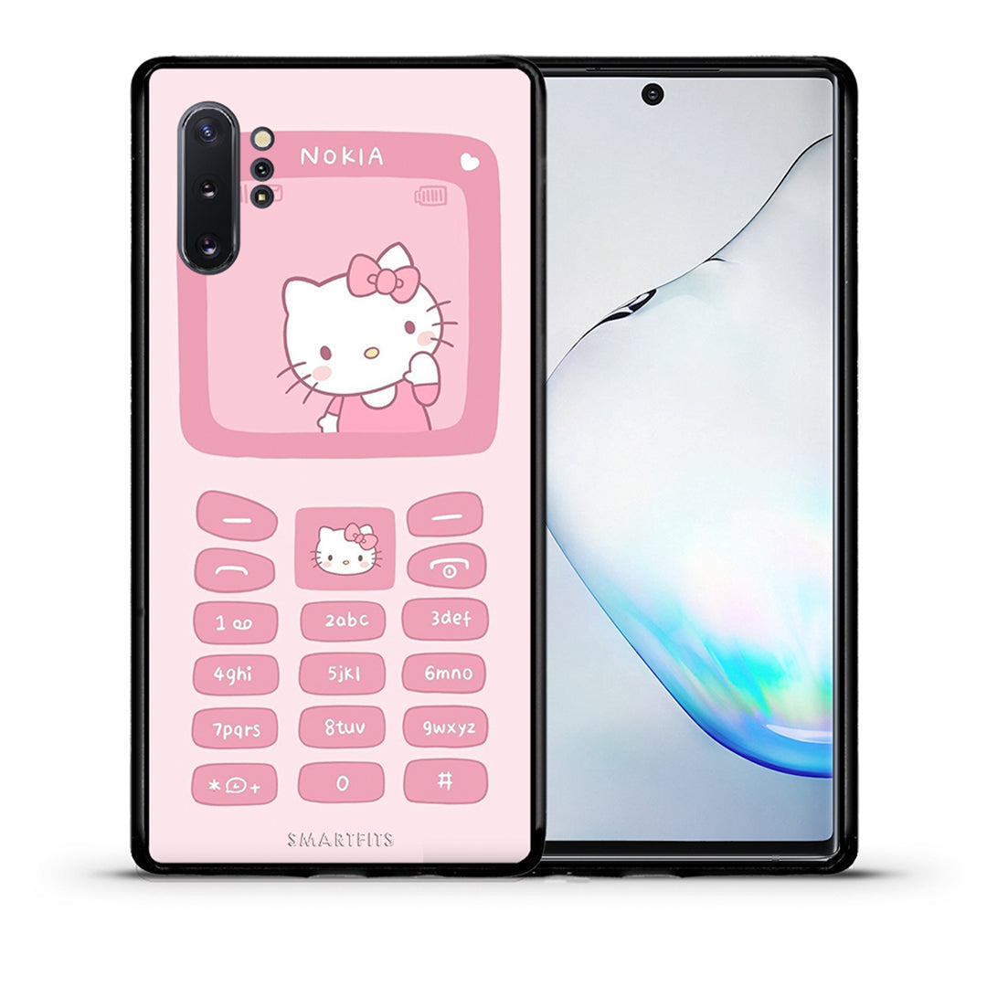 Θήκη Αγίου Βαλεντίνου Samsung Note 10+ Hello Kitten από τη Smartfits με σχέδιο στο πίσω μέρος και μαύρο περίβλημα | Samsung Note 10+ Hello Kitten case with colorful back and black bezels