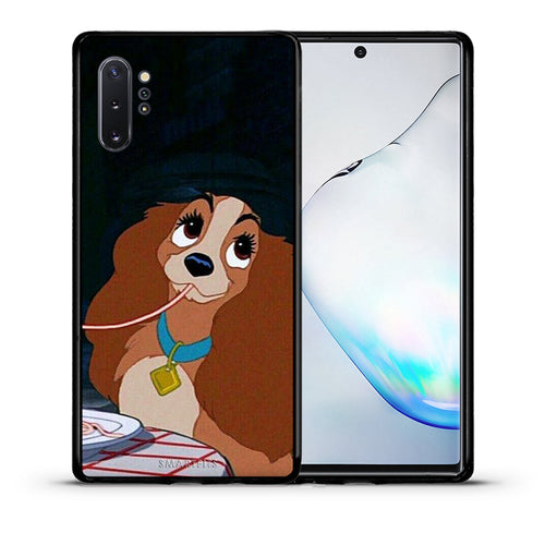 Θήκη Αγίου Βαλεντίνου Samsung Note 10+ Lady And Tramp 2 από τη Smartfits με σχέδιο στο πίσω μέρος και μαύρο περίβλημα | Samsung Note 10+ Lady And Tramp 2 case with colorful back and black bezels