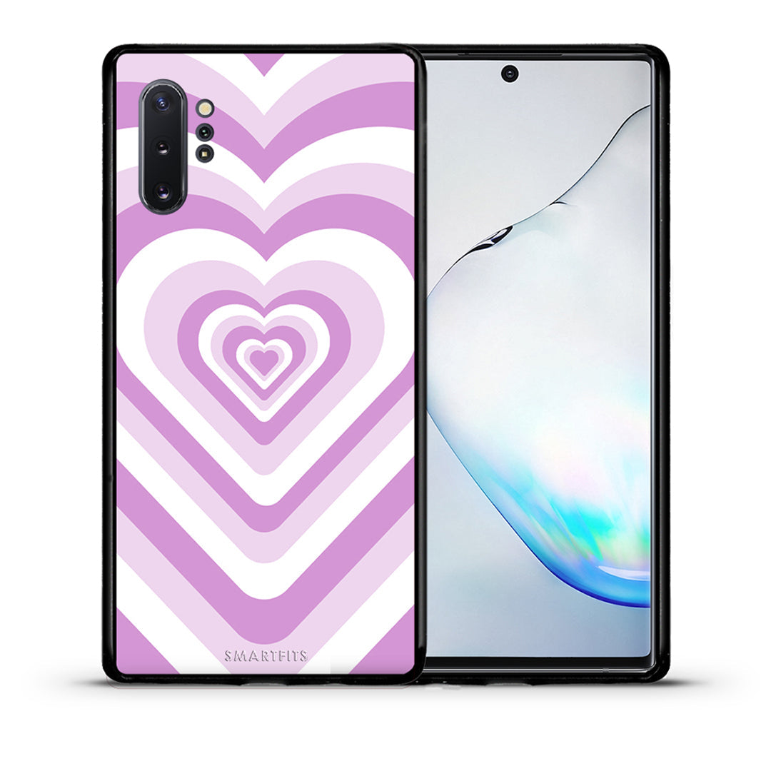 Θήκη Samsung Note 10+ Lilac Hearts από τη Smartfits με σχέδιο στο πίσω μέρος και μαύρο περίβλημα | Samsung Note 10+ Lilac Hearts case with colorful back and black bezels