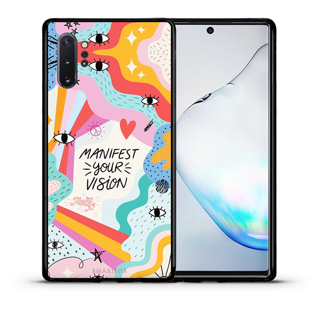 Θήκη Samsung Note 10+ Manifest Your Vision από τη Smartfits με σχέδιο στο πίσω μέρος και μαύρο περίβλημα | Samsung Note 10+ Manifest Your Vision case with colorful back and black bezels