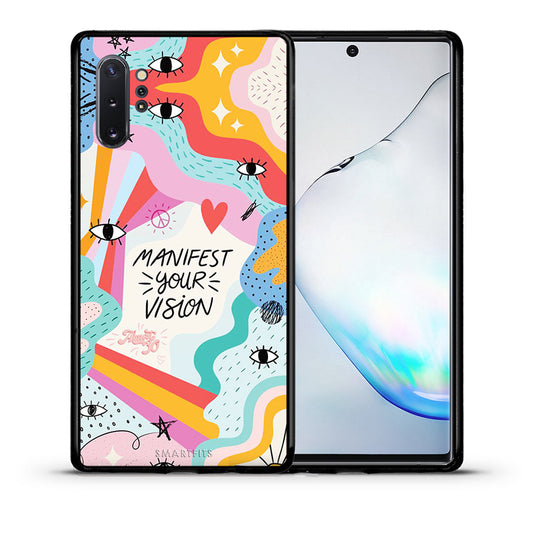 Θήκη Samsung Note 10+ Manifest Your Vision από τη Smartfits με σχέδιο στο πίσω μέρος και μαύρο περίβλημα | Samsung Note 10+ Manifest Your Vision case with colorful back and black bezels