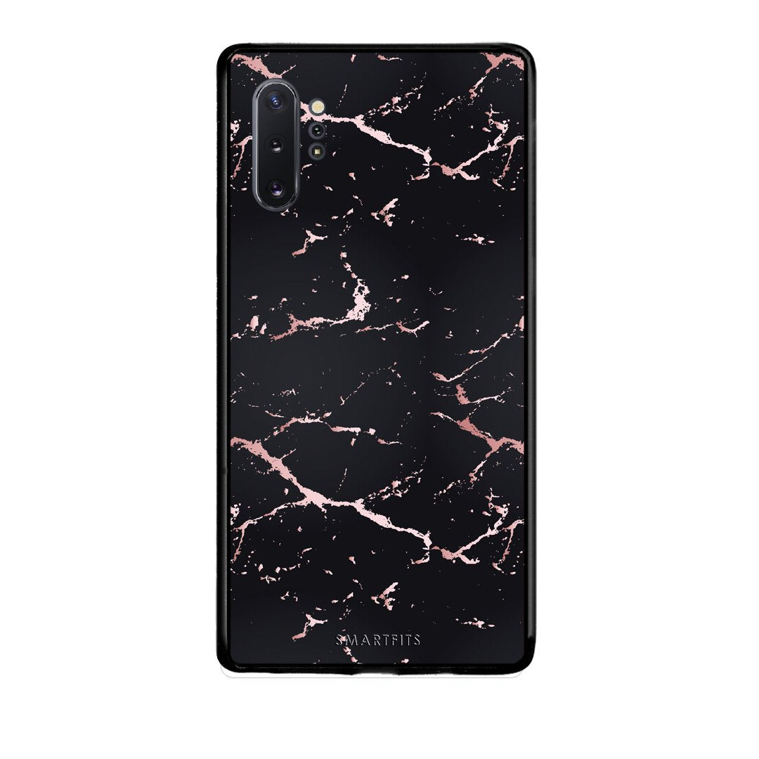 4 - Samsung Note 10+ Black Rosegold Marble case, cover, bumper