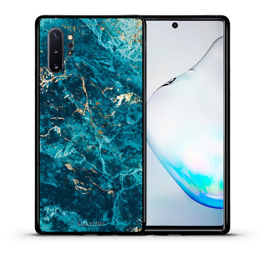 Θήκη Samsung Note 10+ Marble Blue από τη Smartfits με σχέδιο στο πίσω μέρος και μαύρο περίβλημα | Samsung Note 10+ Marble Blue case with colorful back and black bezels