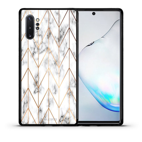 Θήκη Samsung Note 10+ Gold Geometric Marble από τη Smartfits με σχέδιο στο πίσω μέρος και μαύρο περίβλημα | Samsung Note 10+ Gold Geometric Marble case with colorful back and black bezels