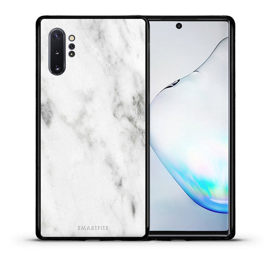 Θήκη Samsung Note 10+ White Marble από τη Smartfits με σχέδιο στο πίσω μέρος και μαύρο περίβλημα | Samsung Note 10+ White Marble case with colorful back and black bezels