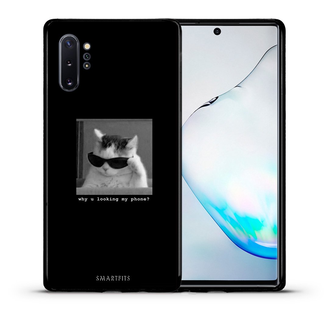 Θήκη Samsung Note 10+ Meme Cat από τη Smartfits με σχέδιο στο πίσω μέρος και μαύρο περίβλημα | Samsung Note 10+ Meme Cat case with colorful back and black bezels