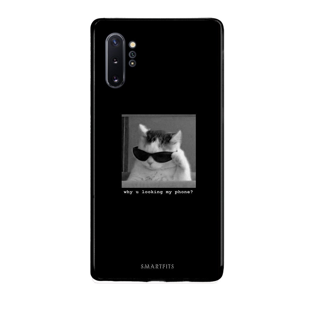 Samsung Note 10+ Meme Cat θήκη από τη Smartfits με σχέδιο στο πίσω μέρος και μαύρο περίβλημα | Smartphone case with colorful back and black bezels by Smartfits