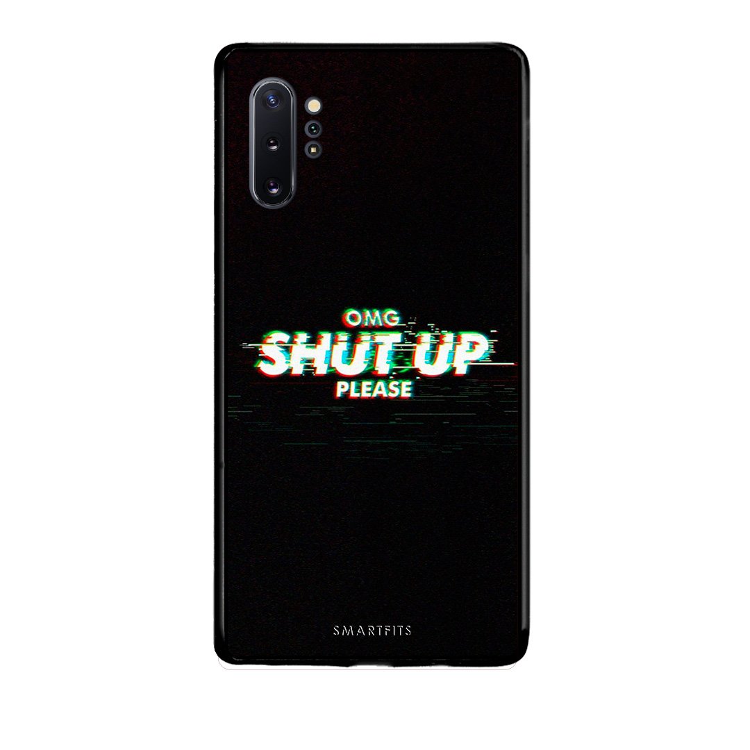 Samsung Note 10+ OMG ShutUp θήκη από τη Smartfits με σχέδιο στο πίσω μέρος και μαύρο περίβλημα | Smartphone case with colorful back and black bezels by Smartfits