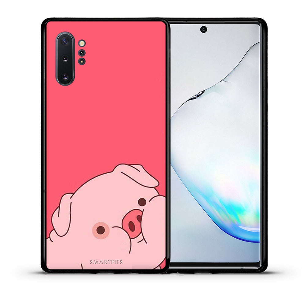 Θήκη Αγίου Βαλεντίνου Samsung Note 10+ Pig Love 1 από τη Smartfits με σχέδιο στο πίσω μέρος και μαύρο περίβλημα | Samsung Note 10+ Pig Love 1 case with colorful back and black bezels