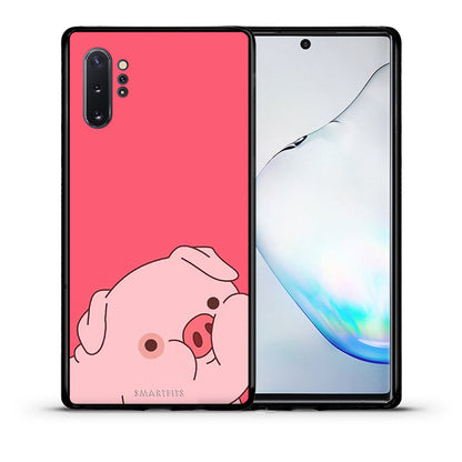 Θήκη Αγίου Βαλεντίνου Samsung Note 10+ Pig Love 1 από τη Smartfits με σχέδιο στο πίσω μέρος και μαύρο περίβλημα | Samsung Note 10+ Pig Love 1 case with colorful back and black bezels