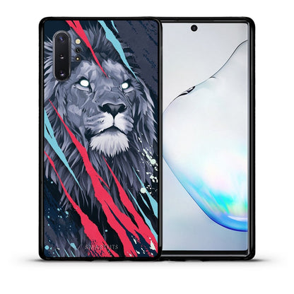 Θήκη Samsung Note 10+ Lion Designer PopArt από τη Smartfits με σχέδιο στο πίσω μέρος και μαύρο περίβλημα | Samsung Note 10+ Lion Designer PopArt case with colorful back and black bezels