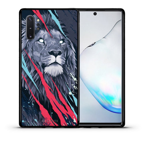 Θήκη Samsung Note 10+ Lion Designer PopArt από τη Smartfits με σχέδιο στο πίσω μέρος και μαύρο περίβλημα | Samsung Note 10+ Lion Designer PopArt case with colorful back and black bezels