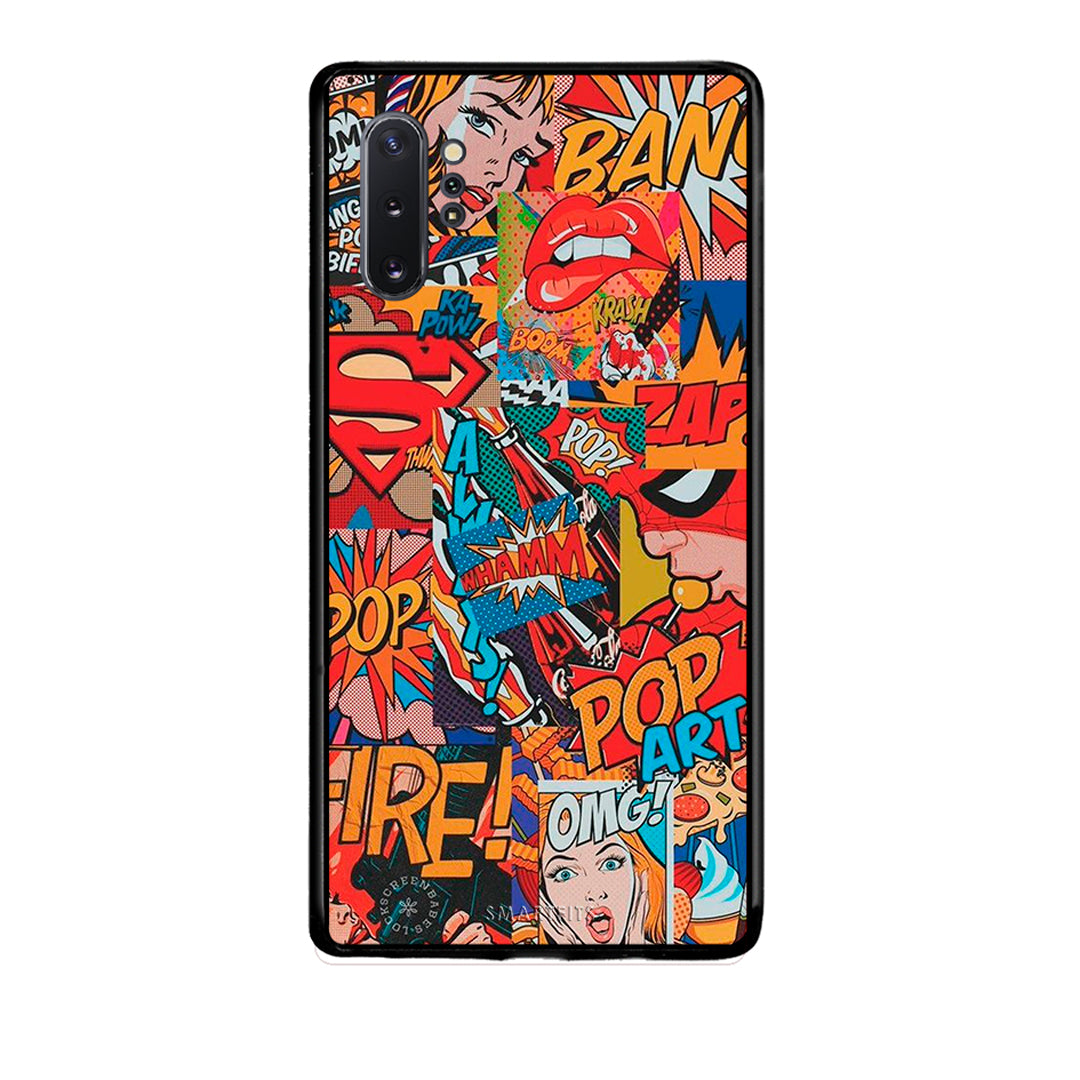Samsung Note 10+ PopArt OMG θήκη από τη Smartfits με σχέδιο στο πίσω μέρος και μαύρο περίβλημα | Smartphone case with colorful back and black bezels by Smartfits