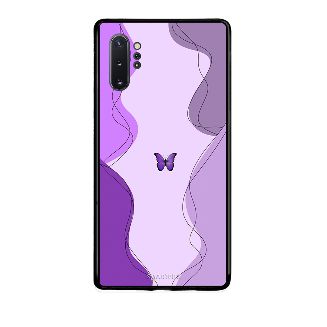 Samsung Note 10+ Purple Mariposa Θήκη Αγίου Βαλεντίνου από τη Smartfits με σχέδιο στο πίσω μέρος και μαύρο περίβλημα | Smartphone case with colorful back and black bezels by Smartfits