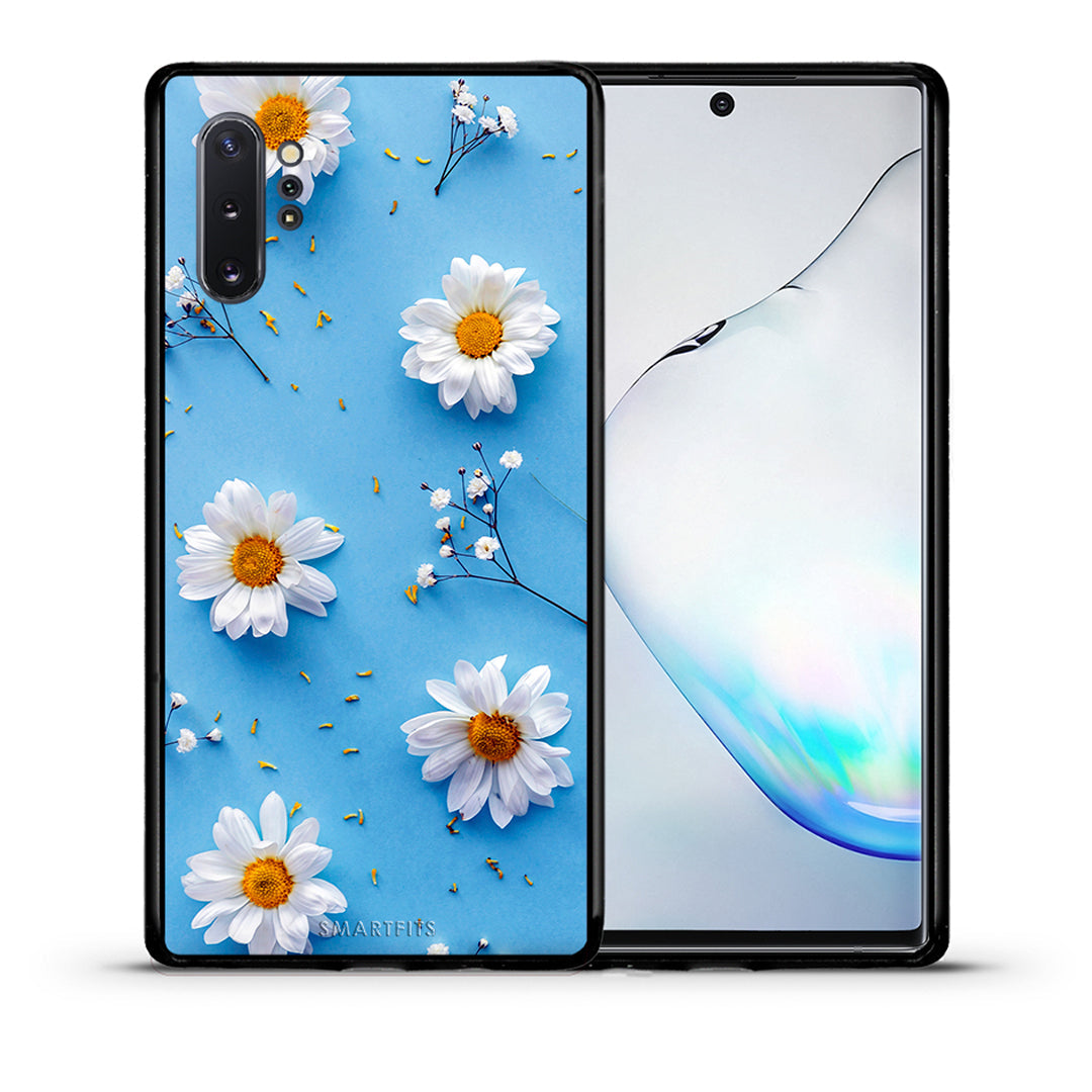 Θήκη Samsung Note 10+ Real Daisies από τη Smartfits με σχέδιο στο πίσω μέρος και μαύρο περίβλημα | Samsung Note 10+ Real Daisies case with colorful back and black bezels