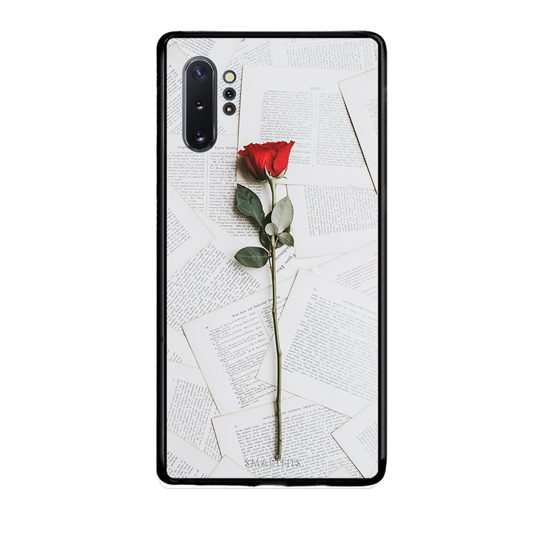 Samsung Note 10+ Red Rose θήκη από τη Smartfits με σχέδιο στο πίσω μέρος και μαύρο περίβλημα | Smartphone case with colorful back and black bezels by Smartfits