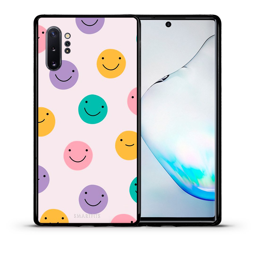 Θήκη Samsung Note 10+ Smiley Faces από τη Smartfits με σχέδιο στο πίσω μέρος και μαύρο περίβλημα | Samsung Note 10+ Smiley Faces case with colorful back and black bezels