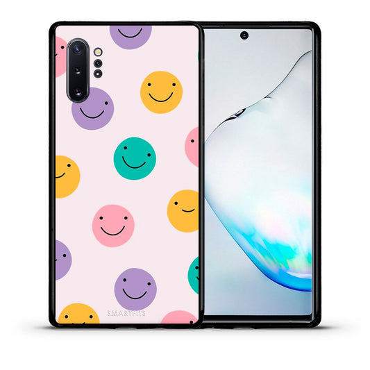 Θήκη Samsung Note 10+ Smiley Faces από τη Smartfits με σχέδιο στο πίσω μέρος και μαύρο περίβλημα | Samsung Note 10+ Smiley Faces case with colorful back and black bezels